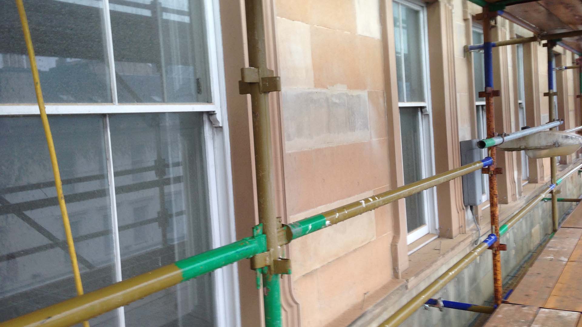 The Lorne Hotel exterior during renovation — scaffolding and façade works